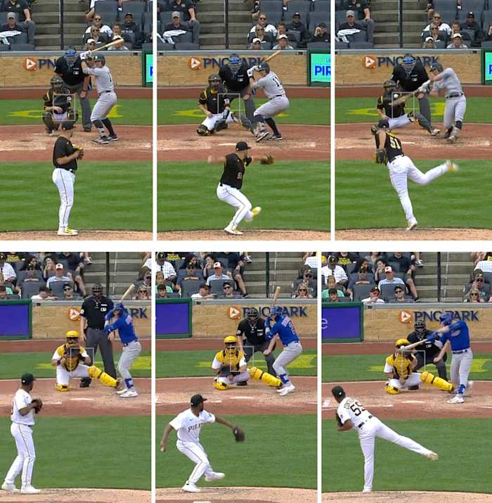 A comparison of Anthony Volpe and Nico Hoerner at bat.